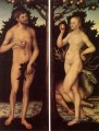 Adam und Eve 2 Religiosen Lucas Cranach der Ältere Nacktheit